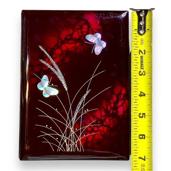 VTG Japanese Laquer Address Book Calla Lily Grass Silver Foil Butterflies Japan - Picture 11 of 12